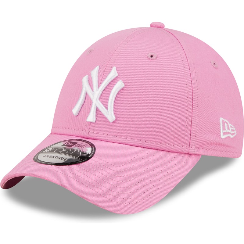 new-era-curved-brim-white-logo-9forty-league-essential-new-york-yankees-mlb-pink-adjustable-cap