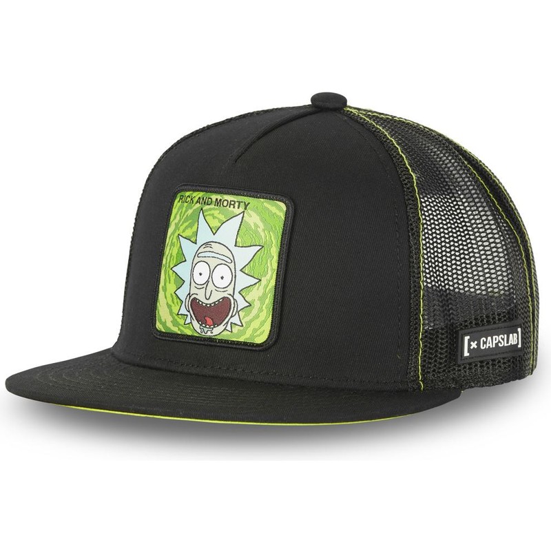 capslab-flat-brim-rick-sanchez-casf-ri1-rick-and-morty-black-trucker-hat