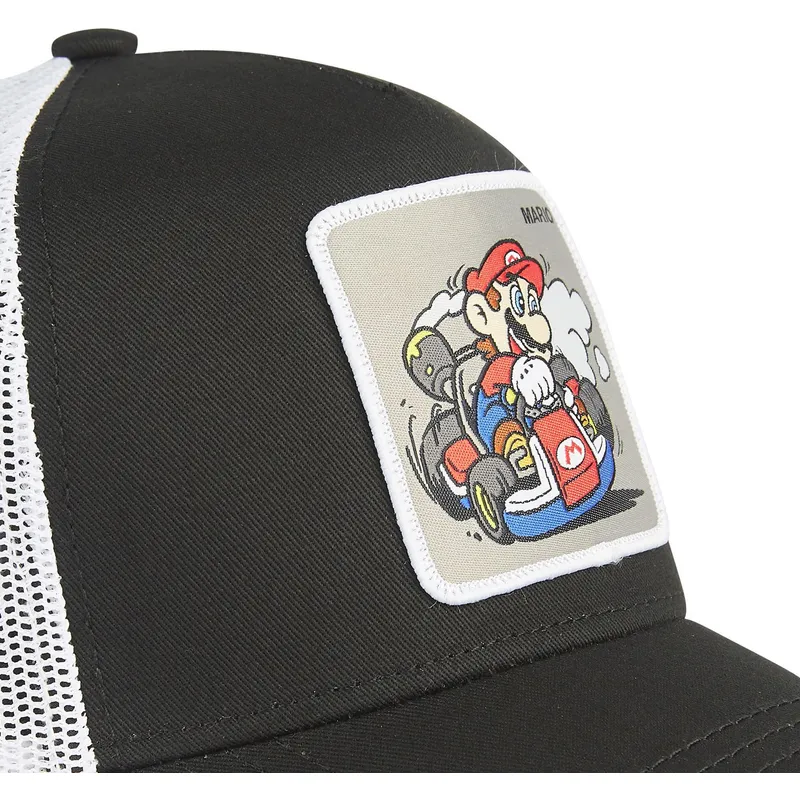 trucker-cap-schwarz-und-weiss-mario-kart-dri2-super-mario-bros-von-capslab