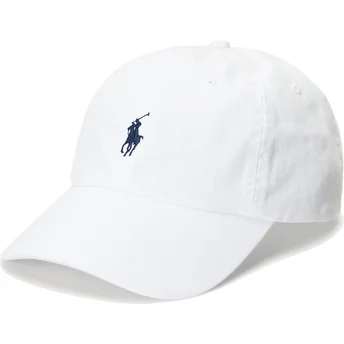 Vit justerbar kurvad keps med blå logotyp Cotton Chino Classic Sport från Polo Ralph Lauren