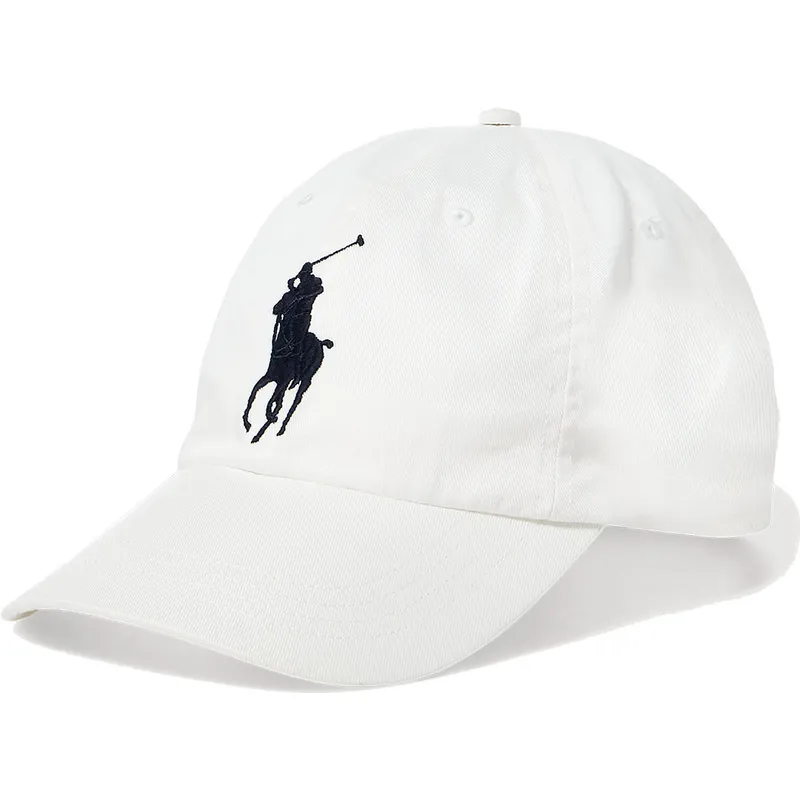 weisse-verstellbare-curved-cap-mit-schwarzem-big-pony-logo-chino-classic-sport-von-polo-ralph-lauren