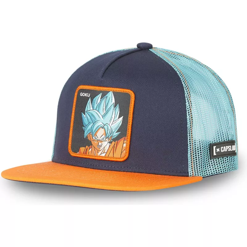 capslab-son-goku-super-saiyan-blue-sa2-dragon-ball-navy-blue-and-orange-flat-brim-trucker-hat