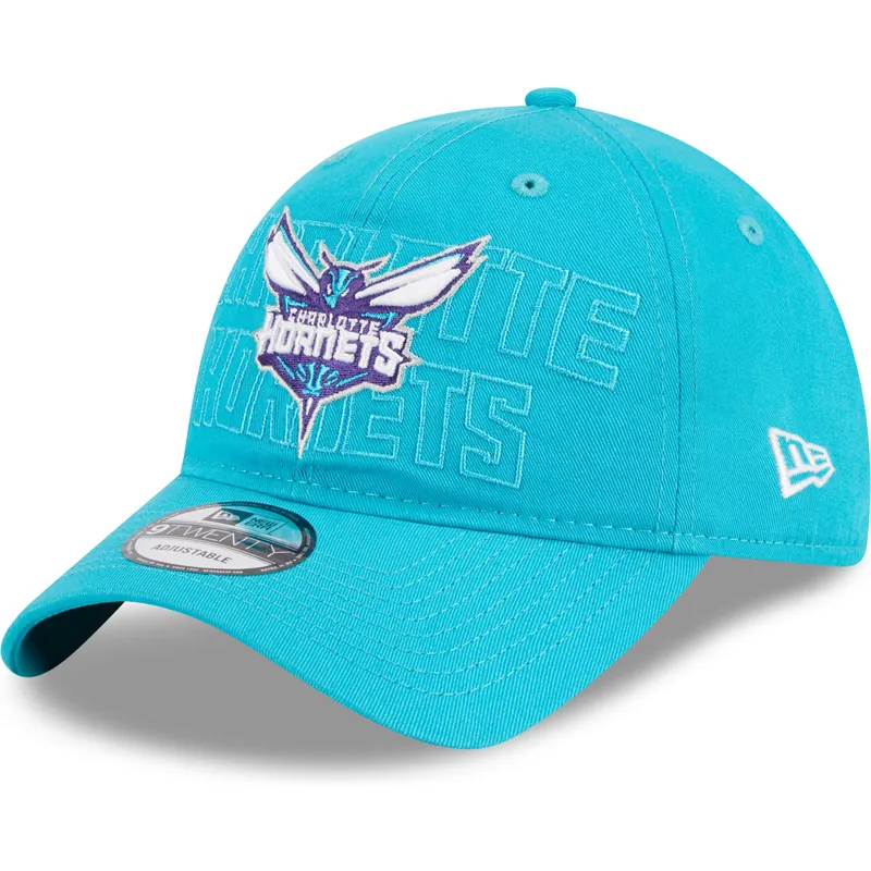 blaue-verstellbare-gebogene-kappe-9twenty-draft-edition-2023-der-charlotte-hornets-nba-von-new-era