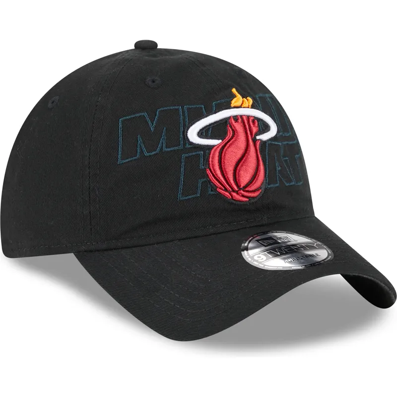svart-bojd-justerbar-keps-9twenty-draft-edition-2023-fran-miami-heat-nba-av-new-era