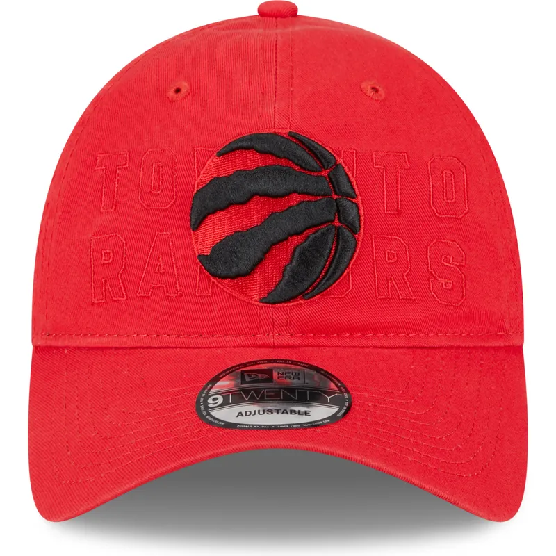 rote-verstellbare-gebogene-kappe-9twenty-draft-edition-2023-der-toronto-raptors-nba-von-new-era