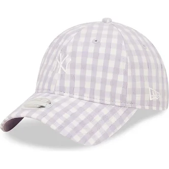 Čepice zaoblená fialová nastavitelný pásek claro 9TWENTY Gingham New York Yankees MLB New Era