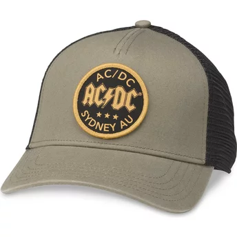 American Needle AC/DC Valin Green and Black Snapback Trucker Hat