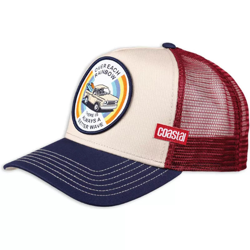 coastal-over-each-rainbow-there-is-always-a-better-wave-hft-beige-red-and-navy-blue-trucker-hat