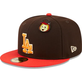 Braune und rote anliegende 59FIFTY Flatcap The Elements Fire Pin der Los Angeles Dodgers MLB von New Era