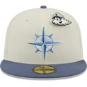 graue-und-blaue-anliegende-flat-cap-59fifty-the-elements-air-pin-der-seattle-mariners-mlb-von-new-era
