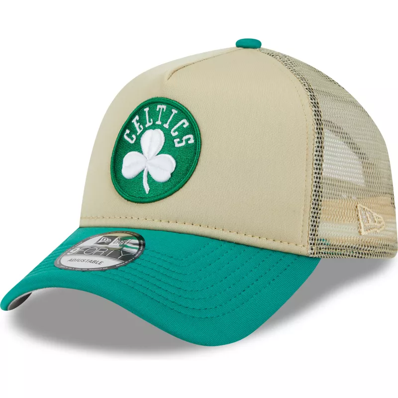 new-era-9forty-a-frame-all-day-trucker-boston-celtics-nba-beige-and-green-trucker-hat