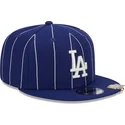 blaue-flache-snapback-kappe-9fifty-pinstripe-visor-clip-der-los-angeles-dodgers-mlb-von-new-era