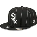 schwarze-flache-snapback-kappe-9fifty-pinstripe-visor-clip-der-chicago-white-sox-mlb-von-new-era