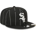 schwarze-flache-snapback-kappe-9fifty-pinstripe-visor-clip-der-chicago-white-sox-mlb-von-new-era