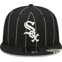 schwarze-flache-snapback-kappe-9fifty-pinstripe-visor-clip-der-chicago-white-sox-mlb-von-new-era