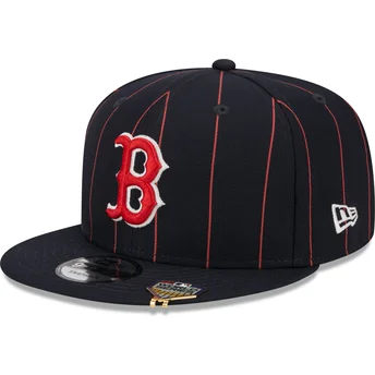 Čepice rovná námořnická modrá snapback 9FIFTY Pinstripe Visor Clip Boston Red Sox MLB New Era