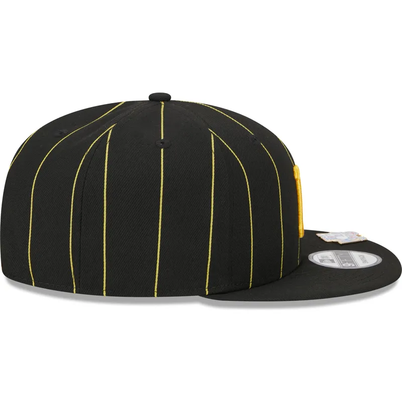 schwarze-flache-snapback-kappe-9fifty-pinstripe-visor-clip-der-pittsburgh-pirates-mlb-von-new-era