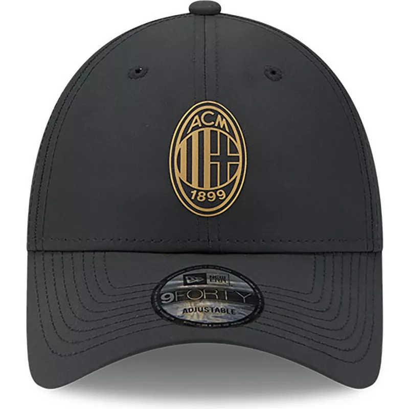 new-era-curved-brim-golden-logo-9forty-ac-milan-serie-a-black-adjustable-cap