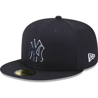 New Era Flat Brim 59FIFTY Team Outline New York Yankees MLB Navy Blue Fitted Cap