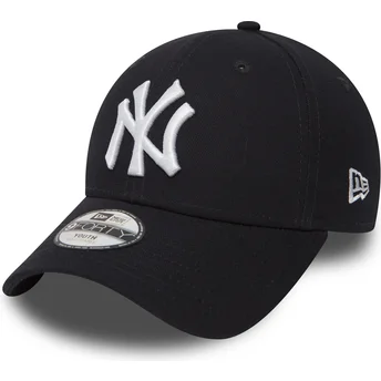 New York Yankees MLB 9FORTY Essential justerbar marinblå böjd keps för barn från New Era