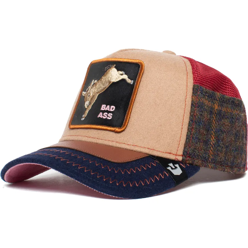trucker-cap-braun-und-marineblau-esel-detention-seeker-ass-play-the-farm-von-goorin-bros