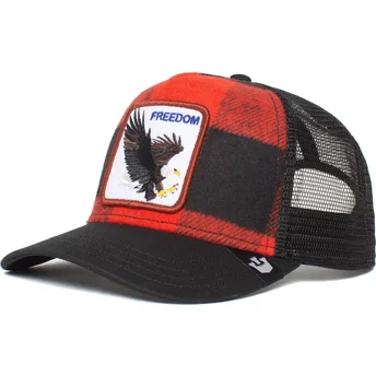 Καπέλο trucker κόκκινο και μαύρο αετός Freedom Ski Free...