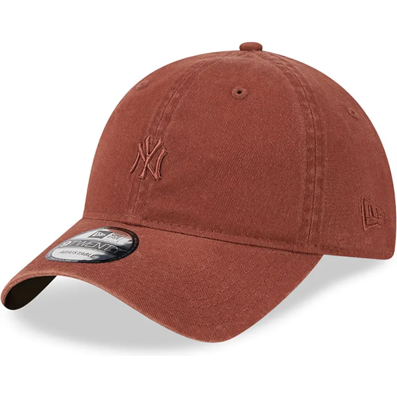 verstellbare-braune-gebogene-kappe-mit-braunem-logo-9twenty-mini-logo-der-new-york-yankees-mlb-von-new-era