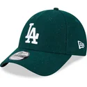 verstellbare-grune-curved-cap-9forty-essential-melton-wool-der-los-angeles-dodgers-mlb-von-new-era