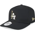 schwarze-snapback-kappe-mit-gebogenem-schirm-a-frame-foil-pack-von-los-angeles-dodgers-mlb-von-new-era