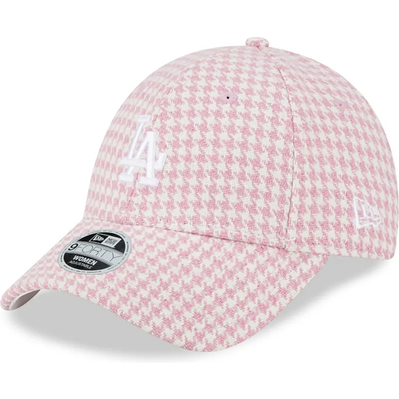 cepice-zaoblena-ruzova-nastavitelny-9forty-houndstooth-los-angeles-dodgers-mlb-new-era