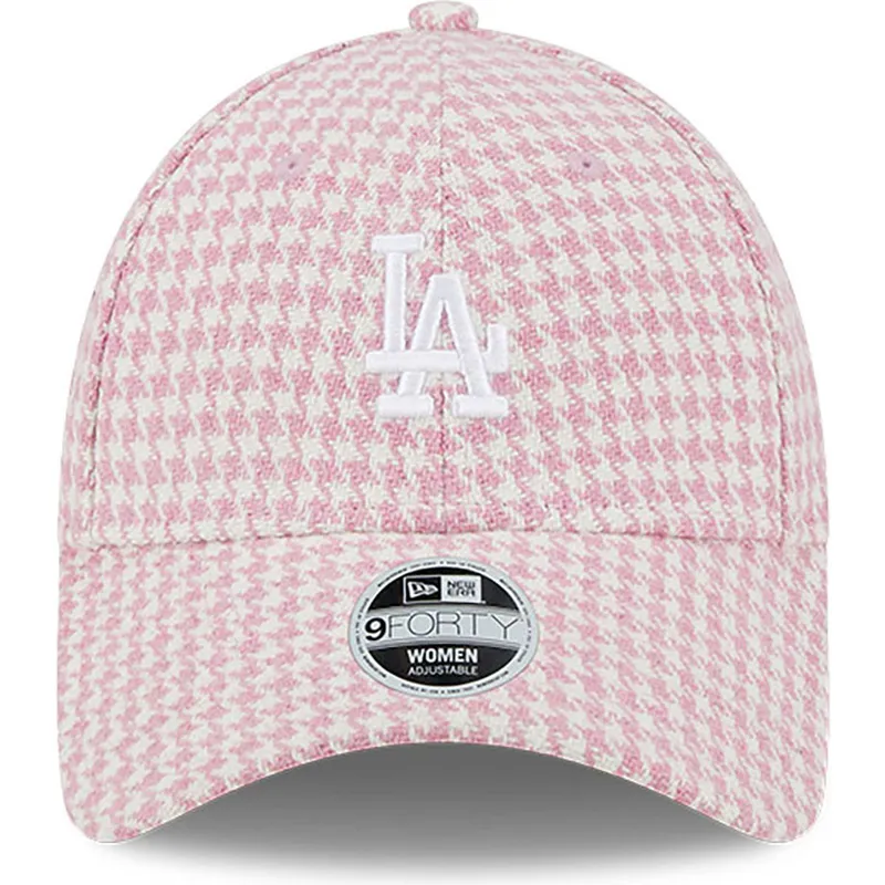 cepice-zaoblena-ruzova-nastavitelny-9forty-houndstooth-los-angeles-dodgers-mlb-new-era