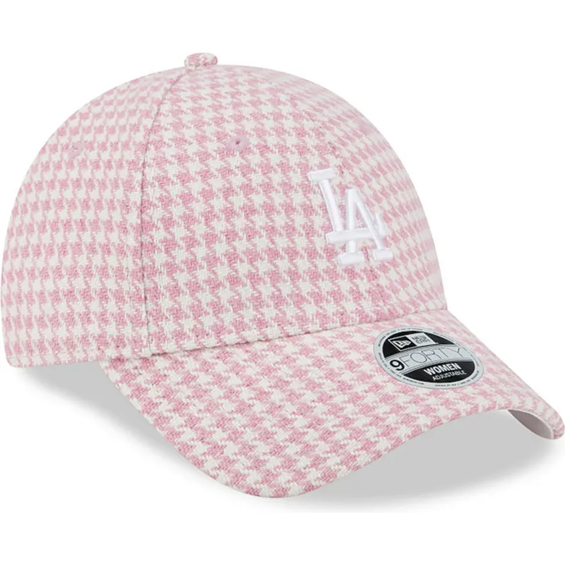 cepice-zaoblena-ruzova-nastavitelny-9forty-houndstooth-los-angeles-dodgers-mlb-new-era