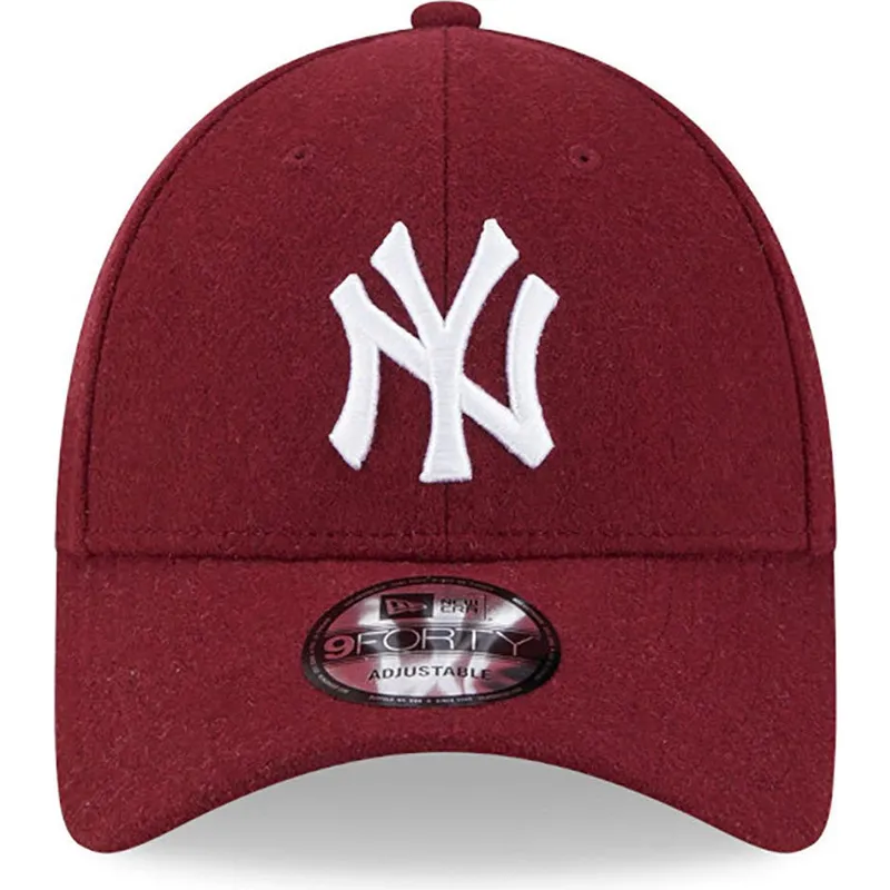 9forty-essential-melton-wool-verstellbare-rote-kappe-mit-gebogenem-schirm-der-new-york-yankees-mlb-von-new-era