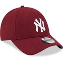 9forty-essential-melton-wool-verstellbare-rote-kappe-mit-gebogenem-schirm-der-new-york-yankees-mlb-von-new-era