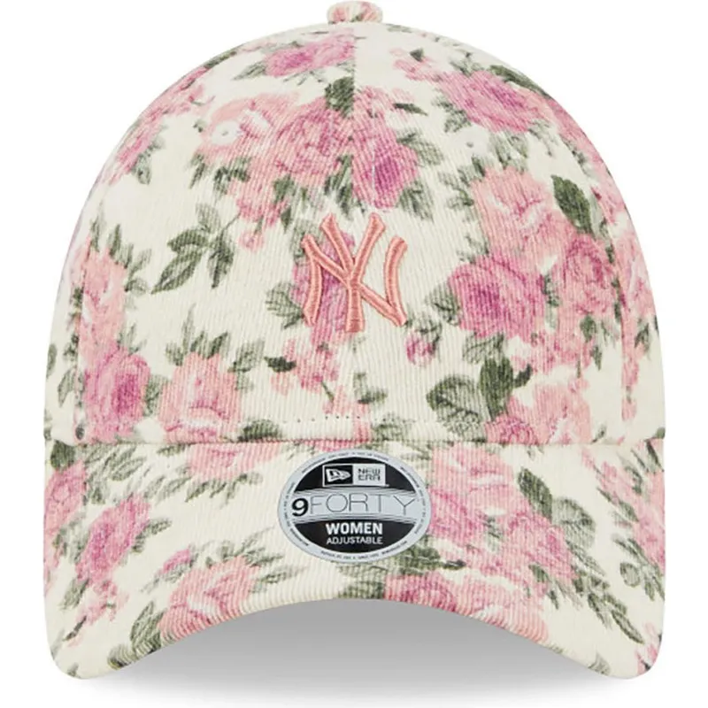 cepice-zaoblena-bezova-nastavitelny-rosa-9forty-floral-cord-new-york-yankees-mlb-new-era