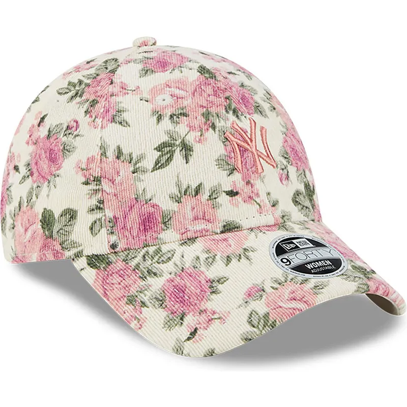 cepice-zaoblena-bezova-nastavitelny-rosa-9forty-floral-cord-new-york-yankees-mlb-new-era