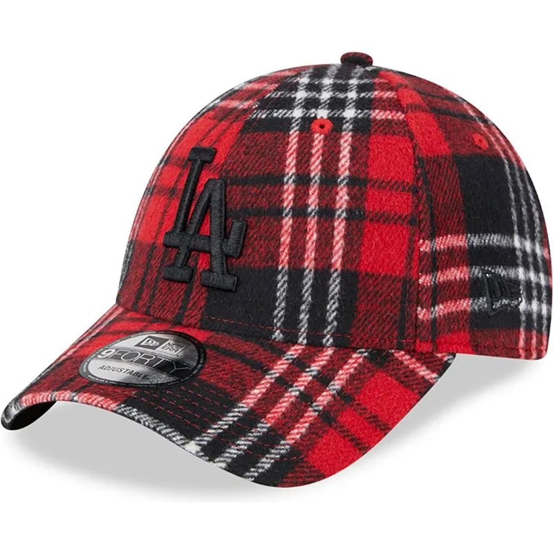 cepice-zaoblena-cervena-nastavitelny-9forty-check-los-angeles-dodgers-mlb-new-era