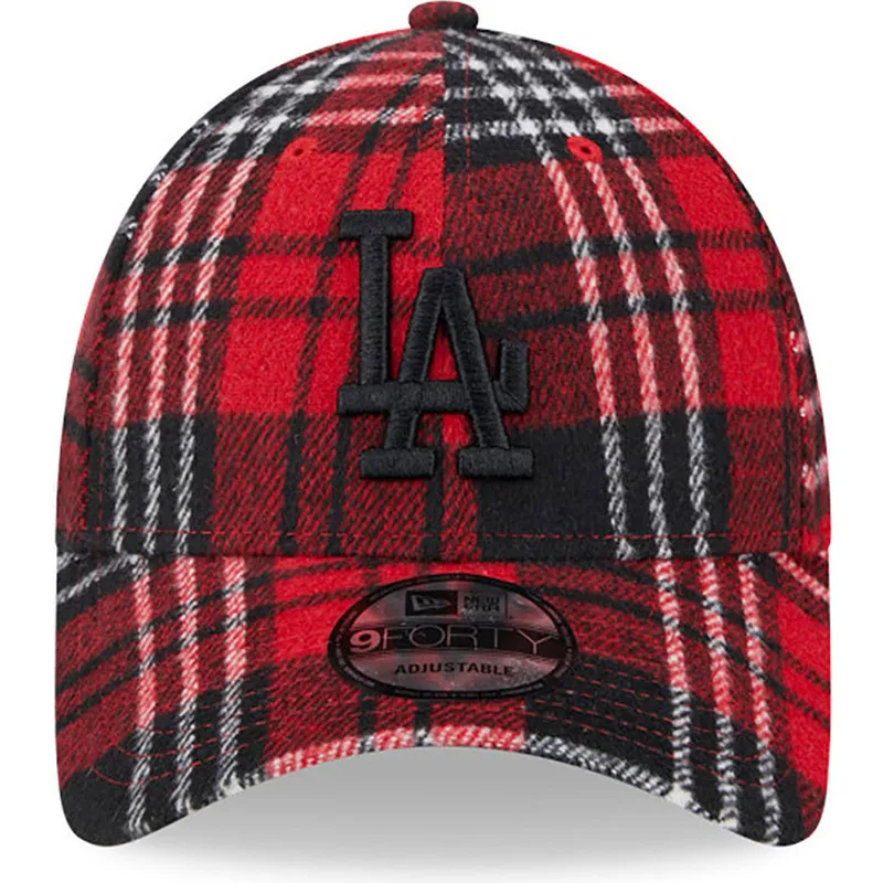 cepice-zaoblena-cervena-nastavitelny-9forty-check-los-angeles-dodgers-mlb-new-era
