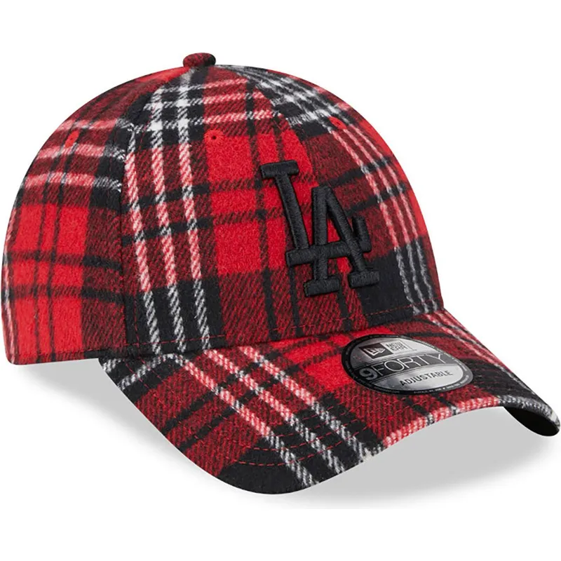 cepice-zaoblena-cervena-nastavitelny-9forty-check-los-angeles-dodgers-mlb-new-era