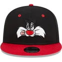 schwarze-und-rote-snapback-kappe-9fifty-von-silvestre-looney-tunes-von-new-era