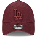 verstellbare-gebogene-kappe-in-bordeaux-mit-bordeaux-logo-9forty-washed-canvas-der-los-angeles-dodgers-mlb-von-new-era