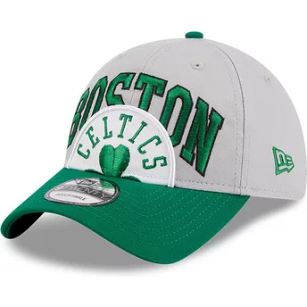 New Era Curved Brim 9TWENTY Tip Off 2023 Boston Celtics NBA Grey and Green Adjustable Cap