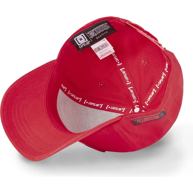 rote-snapback-cap-mit-gebogenem-schirm-monkey-d-luffy-luf9-one-piece-von-capslab
