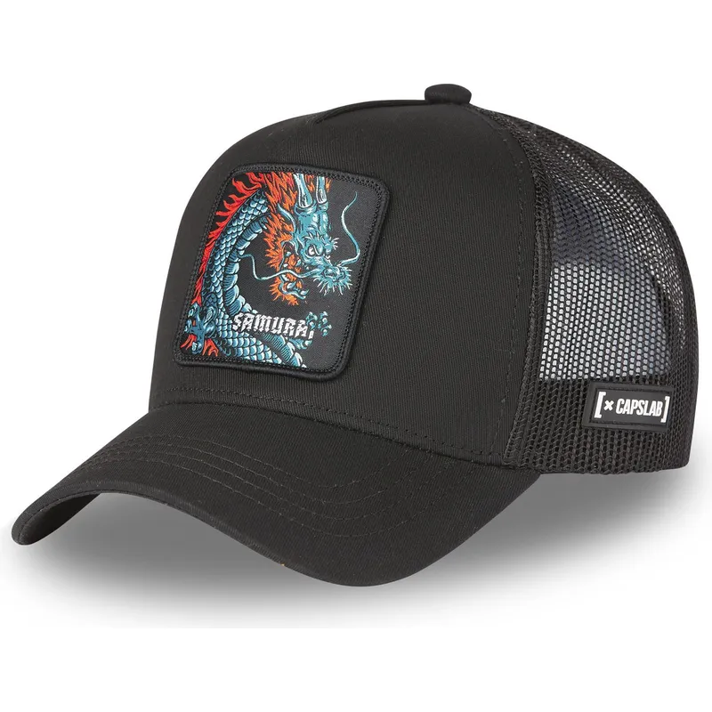 cepice-zaoblena-cerna-snapback-samurai-dra1-drak-mytologicka-stvoreni-capslab