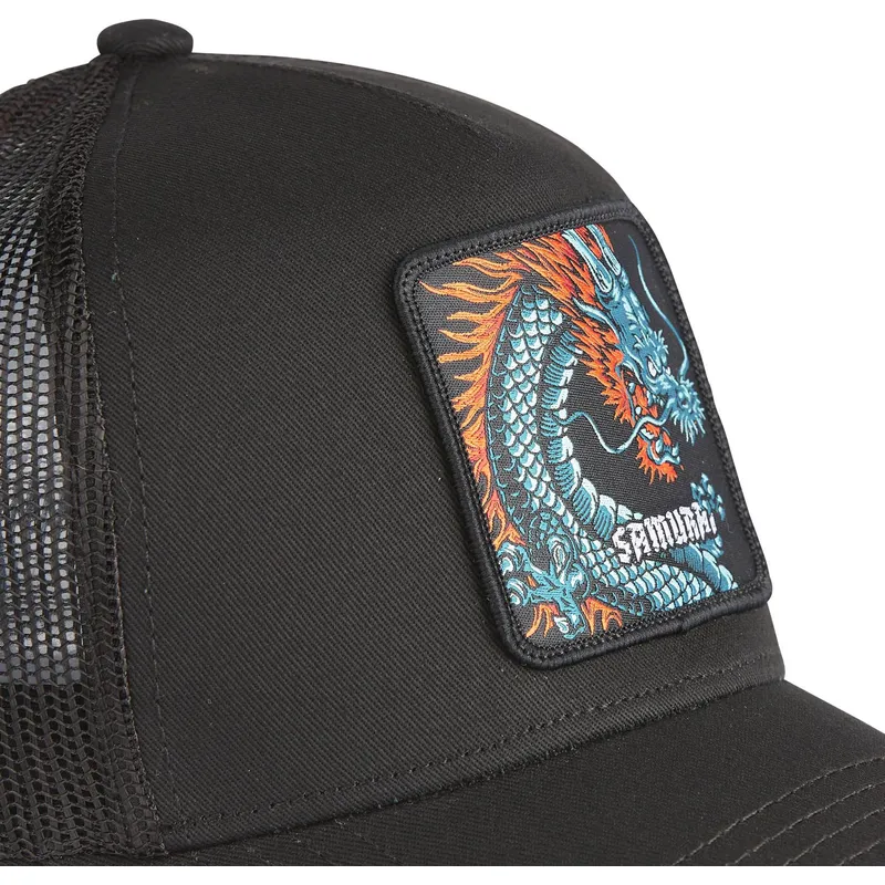 cepice-zaoblena-cerna-snapback-samurai-dra1-drak-mytologicka-stvoreni-capslab