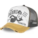 capslab-looney-tunes-loo8-duc1-trucker-cap-in-weiss-schwarz-und-gelb-mit-daffy-duck-motiv