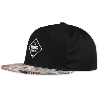 Schwarze Snapback-Cap mit flachem Schirm Rubber Aztek von Djinns