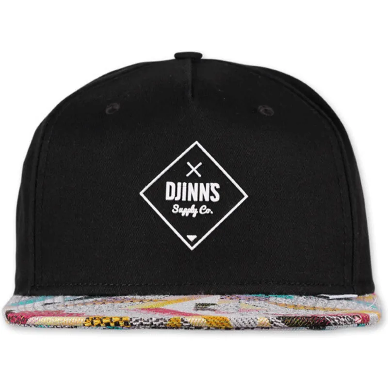 schwarze-flache-snapback-kappe-rubber-aztek-von-djinns