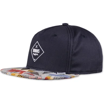 Djinns Snapback-Cap in Marineblau mit Rubber Aztek-Design
