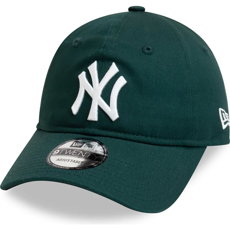 dunkelgrune-verstellbare-curved-cap-9twenty-league-essential-der-new-york-yankees-mlb-von-new-era